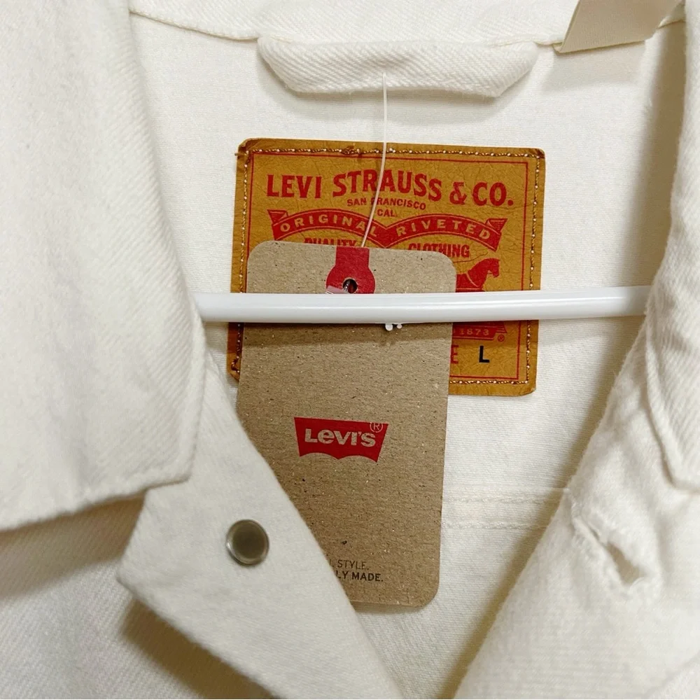 Levi's Men's Cream/White Denim Trucker Jacket, Large, NWT - Picture 2 of 3